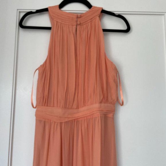Veronica Beard Florencia Maxi-Length Dress Bright Coral Criss-cross Halter Neck - Picture 9 of 12